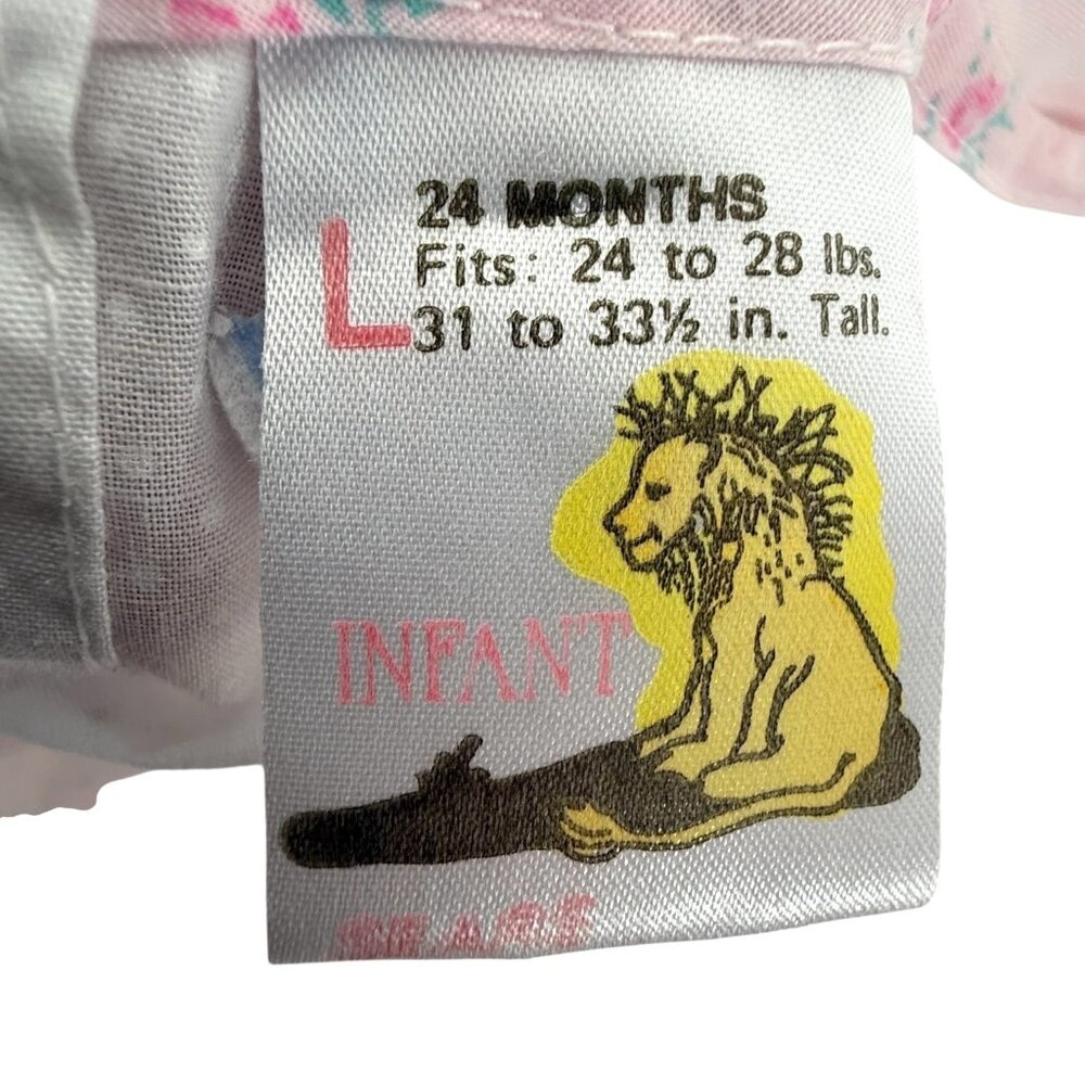VTG Sears Baby Girls Infant Toddler Dress 24 Months Pink & White Floral Bloomers - Picture 6 of 14